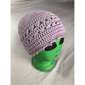 Hand Crocheted Beanie Cap Hat Lavender/Lilac Size Large Handmade Boho Hippie